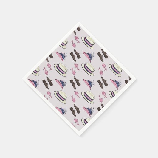 ダービーファンシー帽子と靴のパタ名門私立校風のーン スタンダードカクテルナプキン (角)