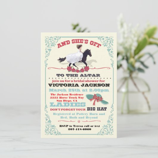 ダービーブライダルシャワーと彼女はオフ！ 招待状 (スタンド正面)