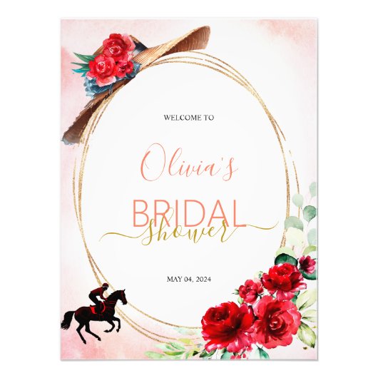 ダービーブライダルシャワーウェルカムサイン フォトプリント            (正面)