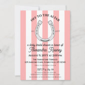 ダービーブライダルシャワーピンクカバナストライプズ馬蹄形 招待状 (正面)