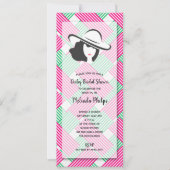 ダービーブライダルシャワーホットピンクグリーン 招待状 (正面)