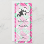 ダービーブライダルシャワーホットピンクグリーン 招待状 (正面)