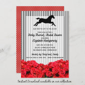 ダービーブライダルシャワーレッドローゼスレースホース招待状