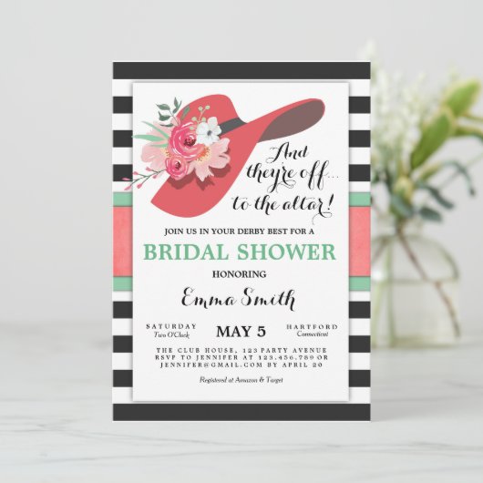 ダービーブライダルシャワー招待衣服アハットホース 招待状 (スタンド正面)