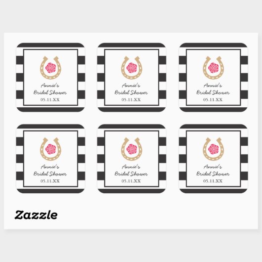 ダービーホースシューブライダルシャワーパーソナライズされたシール スクエアシール (シート)