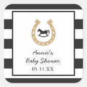 ダービーホースシューベビーシャワーステッパーソナライズされたカー スクエアシール (正面)