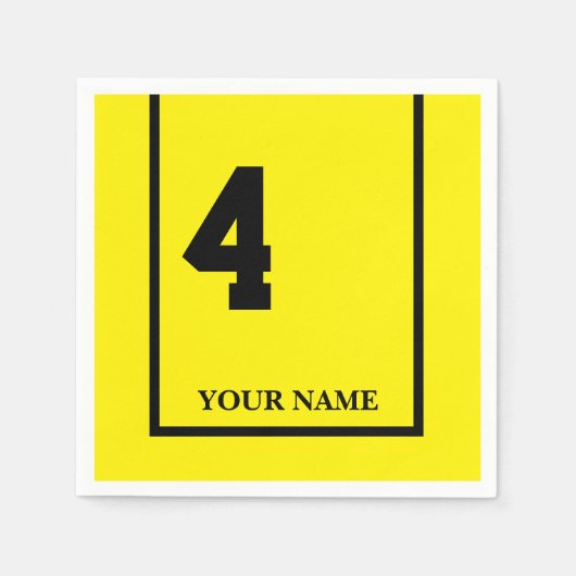 ダービーホースレースイエロー4カスタム新聞ナプキン スタンダードカクテルナプキン (正面)