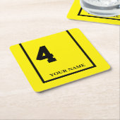 ダービーホースレースイエロー4 パーソナライズされた スクエアペーパーコースター (アングル)