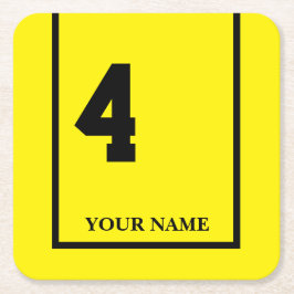 ダービーホースレースイエロー4 パーソナライズされた スクエアペーパーコースター