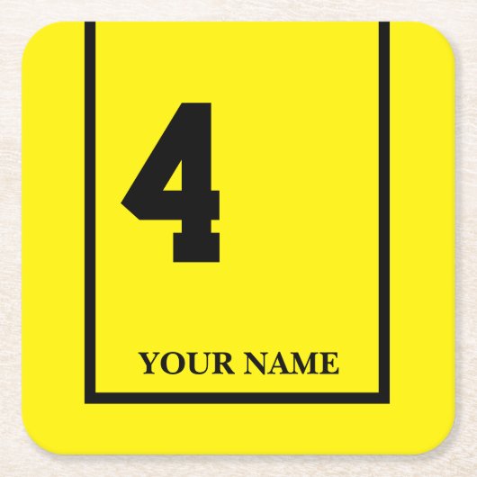ダービーホースレースイエロー4 パーソナライズされた スクエアペーパーコースター (正面)