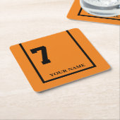 ダービーホースレースオレンジ7 パーソナライズされた スクエアペーパーコースター (アングル)