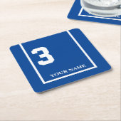 ダービーホースレースブルーパーソナライズされた3 スクエアペーパーコースター (アングル)