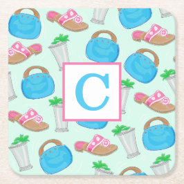 ダービーミントジュレプモノグラ名門私立校風のム スクエアペーパーコースター