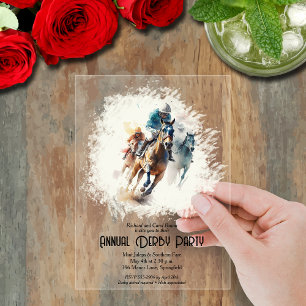 ダービー競走馬とジョッキーのパーティー アクリル招待状