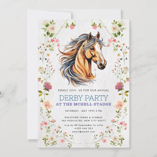 ダービー競馬パーティー 招待状 (正面)