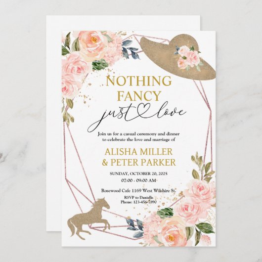 ダービー結婚式招待状-ファンシーNothing Just Love セーブザデート (正面/裏面)