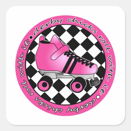 ダービー転がチックとIt – ホットピンク白黒 スクエアシール (正面)