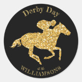 ダービー金ゴールド競走馬オンブラック ラウンドシール (正面)