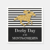 ダービー金ゴールド競走馬黒白ストライプ色 スタンダードカクテルナプキン (正面)