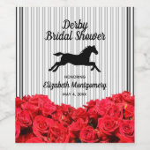 ダービー馬とバラの花のウェディングシャワーデザイン ワインラベル (シングルラベル)