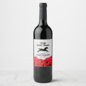 ダービー馬とバラの花のブライズシャワー ワインラベル (正面)