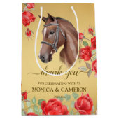 ダービー馬の馬乗りパーティーエレガント茶色の馬 ミディアムペーパーバッグ (正面)