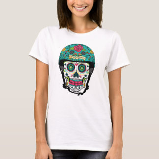 ダービーde Los Muertos -ローラーのダービーの砂糖のスカル Tシャツ