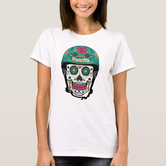 ダービーde Los Muertos -ローラーのダービーの砂糖のスカル Tシャツ (正面)