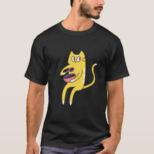 ダーピー子猫イエロー&ホワイト猫食べのシリアル Tシャツ