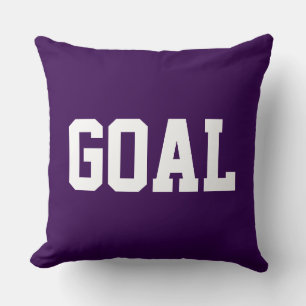 ダープパープルの背景に白いスポーツGOAL文字 クッション