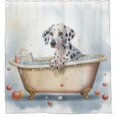 ダーマティアンインバスタブ水彩犬アート シャワーカーテン (正面)