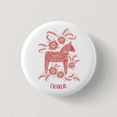 ダーラホース スウェーデン民俗芸術 オーダーメイド 缶バッジ (正面)