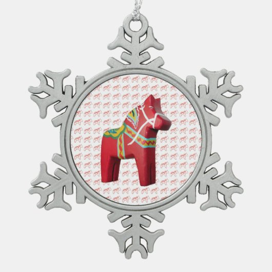 ダーラ馬のスノーフレーク クリスマス オーナメント (正面)