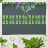 ダーリングの花のティータオルにティール（緑がかった色） キッチンタオル (折り畳み)