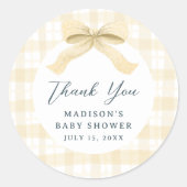 ダーリングイエローウォーター色のプレイド&ボーベビーシャワー ラウンドシール (正面)