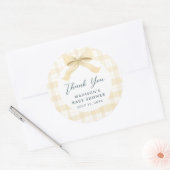 ダーリングイエローウォーター色のプレイド&ボーベビーシャワー ラウンドシール (封筒)