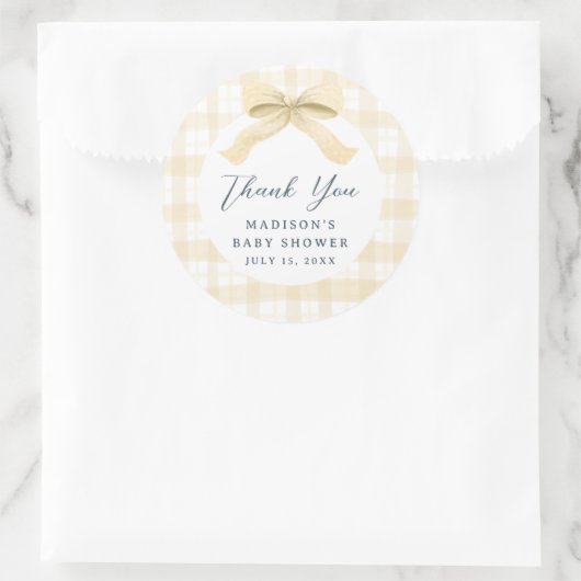 ダーリングイエローウォーター色のプレイド&ボーベビーシャワー ラウンドシール (バッグ)