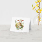 ダーリングウォーターベビー子羊と花空白の カード (黄色い花)