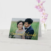 ダーリングスクリプトフォイル折り畳みフォトサンキューカード 箔グリーティングカード (蘭)