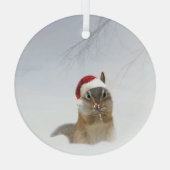 ダーリングチップムンクキャンディーケーンとサンタハット ガラスオーナメント (裏面)