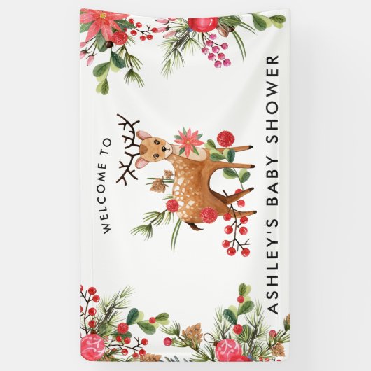 ダーリングトナカイ|クリスマス·ベビー·シャワーへようこそ 横断幕 (縦)