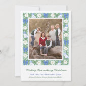 ダーリングブルー白い陶芸犬メリークリスマス シーズンカード (正面)