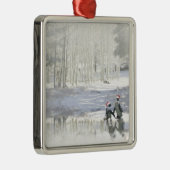 ダーリングペンギンズアイススケートで滑るホリデイ メタルオーナメント (右)