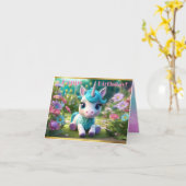 ダーリングユニコーン誕生日折りグリーティングカード カード (黄色い花)