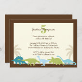 ダーリング恐竜の誕生日パーティーの招待 招待状 (正面/裏面)