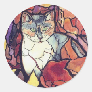 ダーリング紅葉キティ猫「ステンドグラス」 ラウンドシール