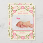 ダーリング開花ズ誕生告知-クリーム 案内状 (正面/裏面)