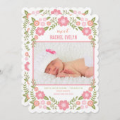 ダーリング開花誕生の発表-白 案内状 (正面/裏面)