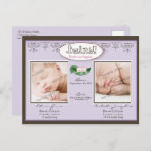 ダーリンツインガールズ薄紫誕生/ベビー発表 案内ポストカード (正面/裏面)