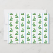 ダーリンバニーグリーンブルー男の赤ちゃん写真誕生日 サンキューカード (裏面)